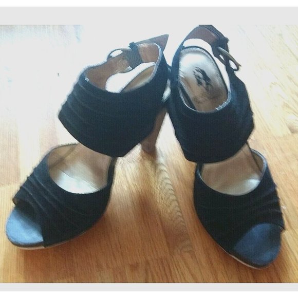 Hush Puppies suede comfy strappy black open toe sandals heels shoes - Picture 3 of 13